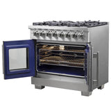 Forno 36-Inch Capriasca Freestanding French Door Dual Fuel Range with 6 Gas Burners, 120,000 BTUs & Electric Oven in Stainless Steel - FFSGS6387-36