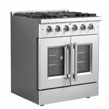 Forno 30-Inch Vittorio French Door Gas Range with 5 Sealed Burners and 68,000 BTUs in Stainless Steel - FFSGS6444-30