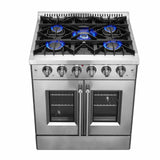 Forno 30-Inch Vittorio French Door Gas Range with 5 Sealed Burners and 68,000 BTUs in Stainless Steel - FFSGS6444-30