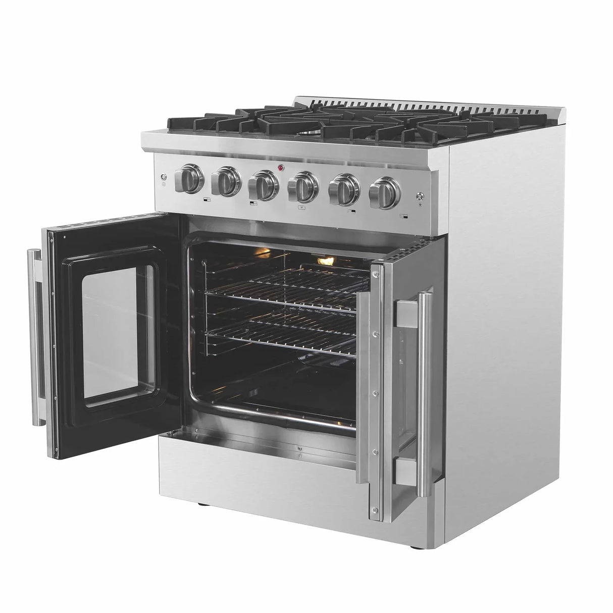 Forno 30-Inch Vittorio French Door Gas Range with 5 Sealed Burners and 68,000 BTUs in Stainless Steel - FFSGS6444-30