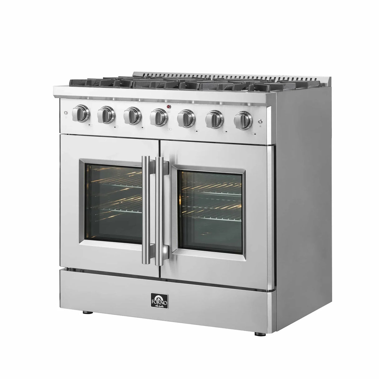 Forno 36-Inch Vittorio French Door Gas Range with 6 Sealed Burners and 83,000 BTUs in Stainless Steel - FFSGS6444-36