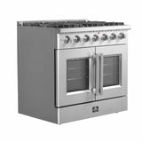 Forno 36-Inch Vittorio French Door Gas Range with 6 Sealed Burners and 83,000 BTUs in Stainless Steel - FFSGS6444-36