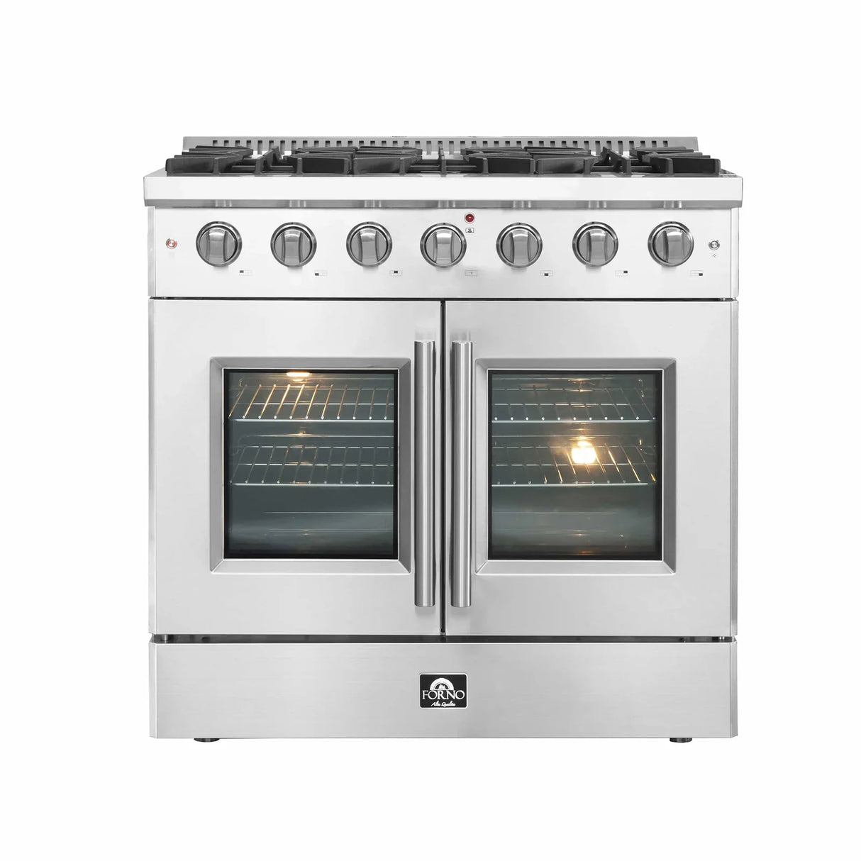 Forno 36-Inch Vittorio French Door Gas Range with 6 Sealed Burners and 83,000 BTUs in Stainless Steel - FFSGS6444-36