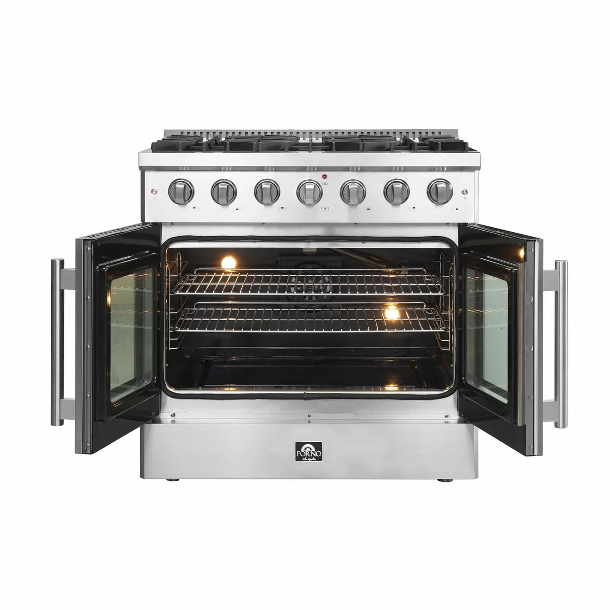 Forno 36-Inch Vittorio French Door Gas Range with 6 Sealed Burners and 83,000 BTUs in Stainless Steel - FFSGS6444-36