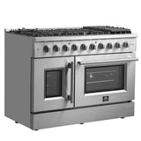 Forno 48-Inch Galiano Gas Range with 8 Gas Burners, 107,000 BTUs, & French Door Gas Oven in Stainless Steel - FFSGS6444-48