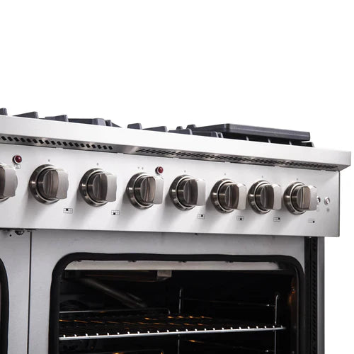 Forno 48-Inch Galiano Gas Range with 8 Gas Burners, 107,000 BTUs, & French Door Gas Oven in Stainless Steel - FFSGS6444-48