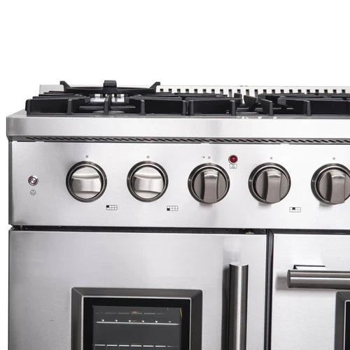 Forno 48-Inch Galiano Gas Range with 8 Gas Burners, 107,000 BTUs, & French Door Gas Oven in Stainless Steel - FFSGS6444-48