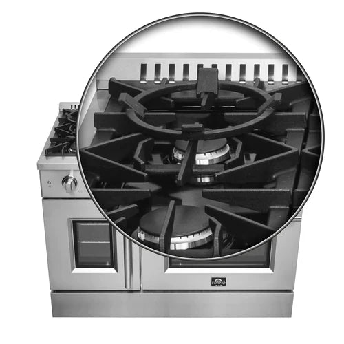 Forno 48-Inch Galiano Gas Range with 8 Gas Burners, 107,000 BTUs, & French Door Gas Oven in Stainless Steel - FFSGS6444-48