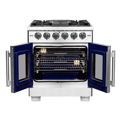 Forno 30-Inch Capriasca Gas Range with 5 Gas Burners, 100,000 BTUs, and French Door Gas Oven in Stainless Steel (FFSGS6460-30)