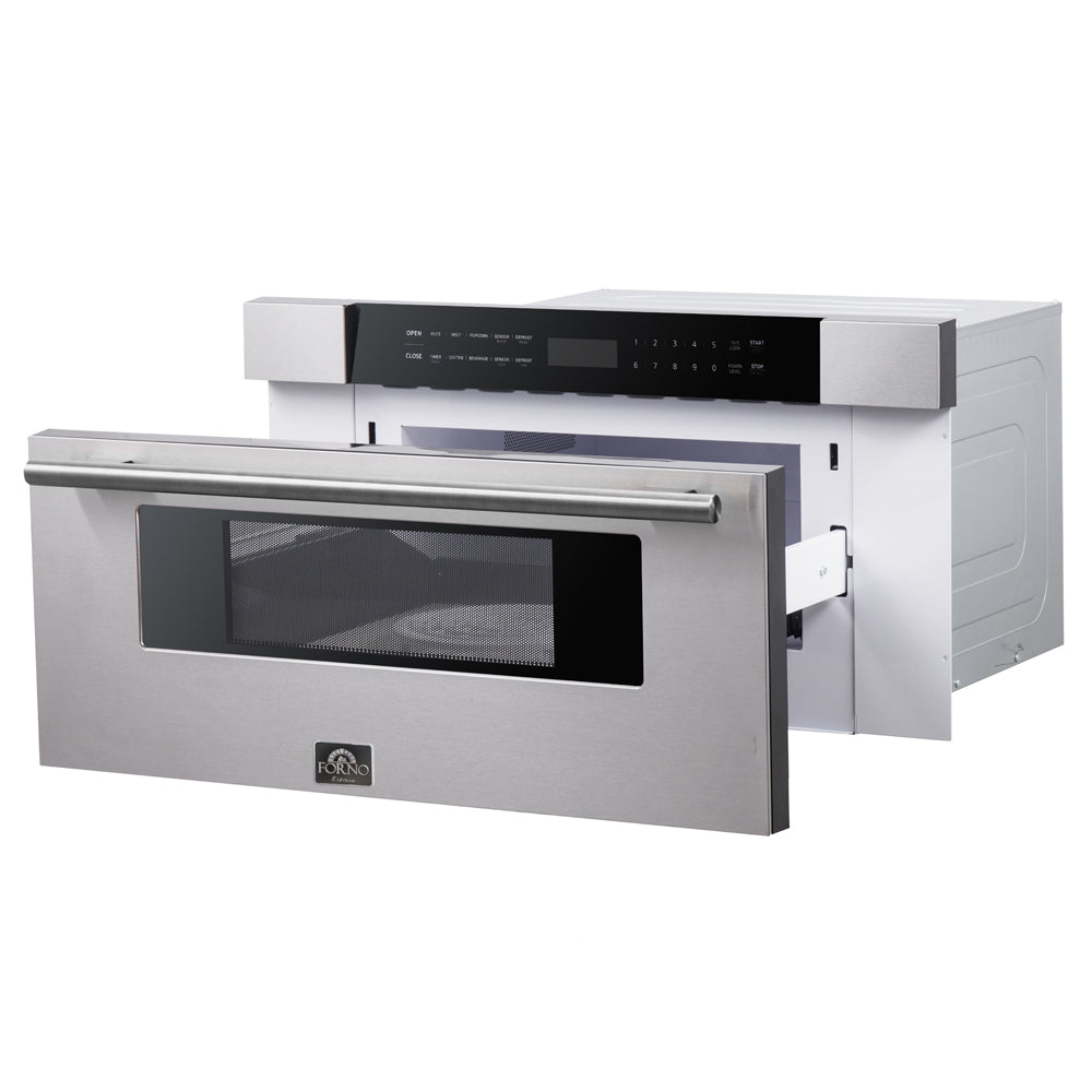 Forno Capoliveri 30" Microwave Drawer, Stainless-Steel, 1.2 cu.ft., 1000 Watt, Defrost Rack - FMWDR3000-30