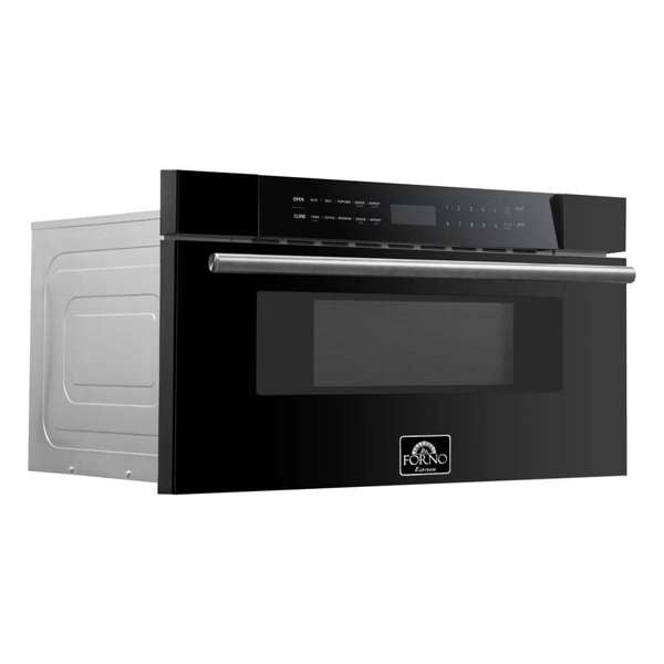 Forno Espresso Capoliveri 30" Microwave Drawer in Black, 1.2 cu.ft., 1000 Watt, Defrost Rack - FMWDR3000-30BLK