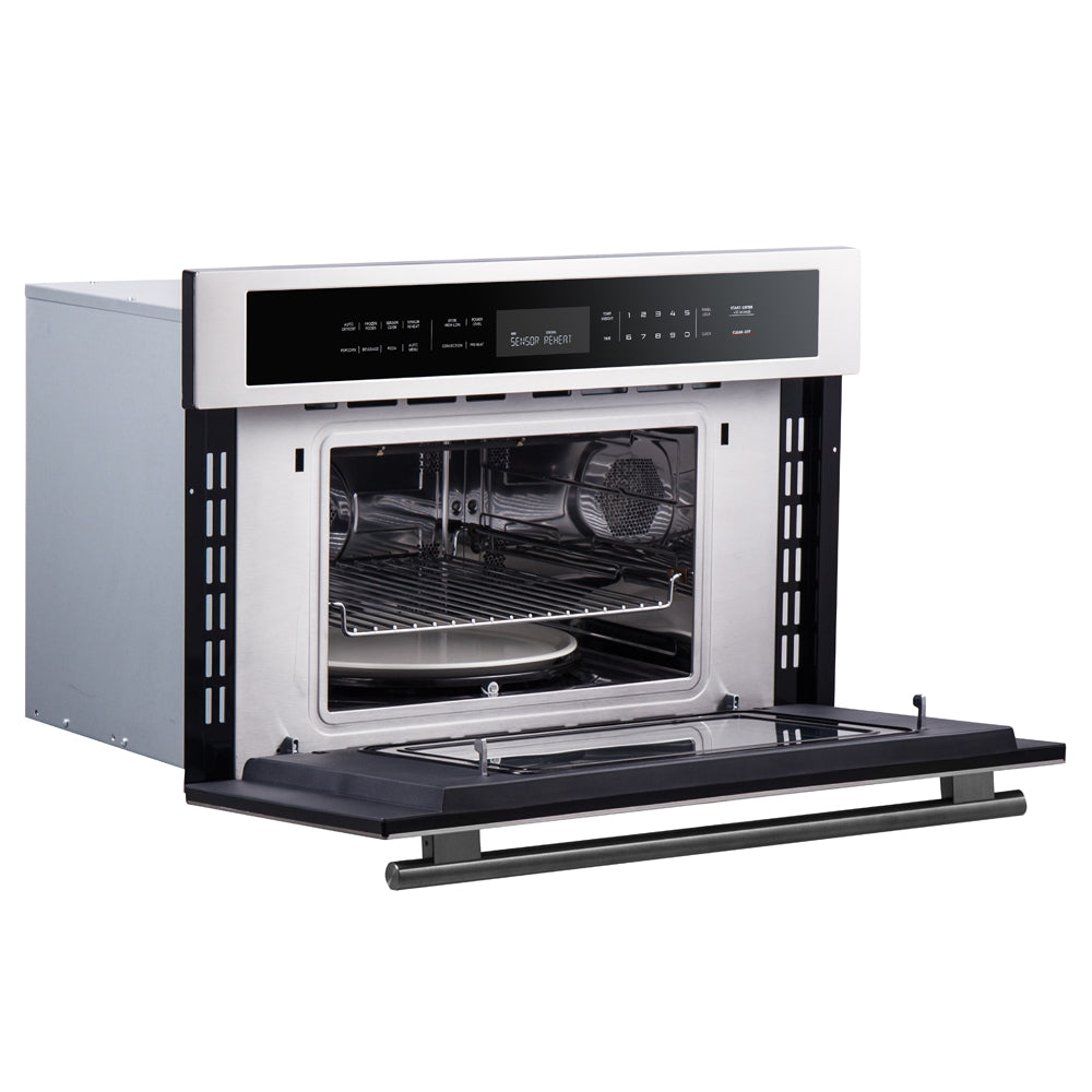 Forno Oliena 30-Inch Built-In 1.6 Cu. Ft. Compact Oven in Stainless Steel with Brass Trim - FMWDR3093-30