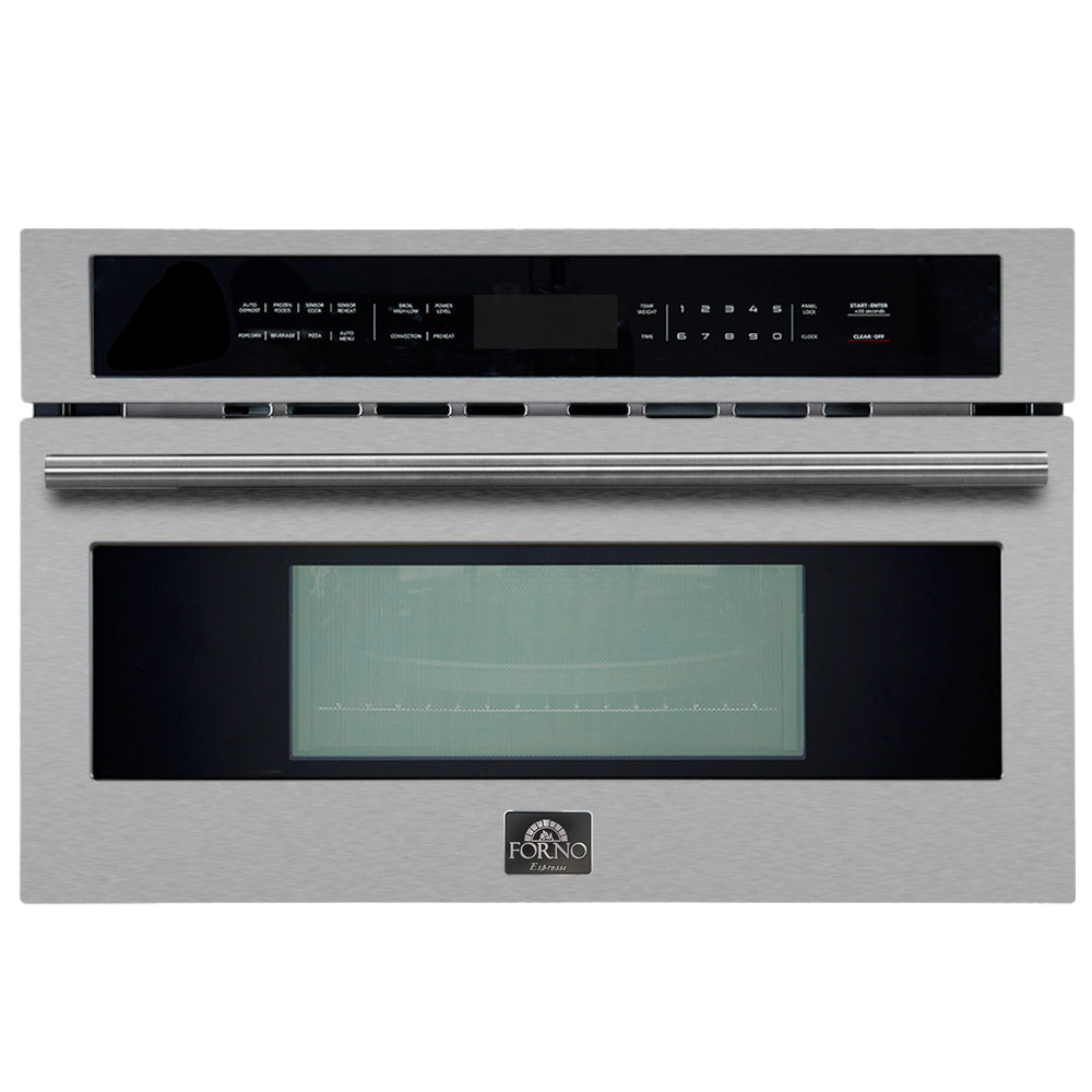 Forno Oliena 30-Inch Built-In 1.6 Cu. Ft. Compact Oven in Stainless Steel with Brass Trim - FMWDR3093-30