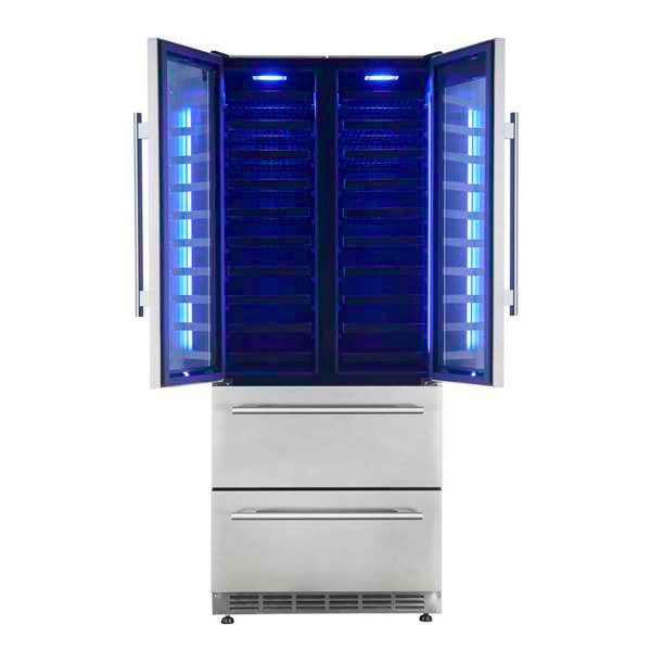 Forno Campania 32" Wine Cooler Stainless Steel, Dual Wine Zones, 2 Beverage Drawers, 17.7 cu.ft. - FWCDR6635-32S