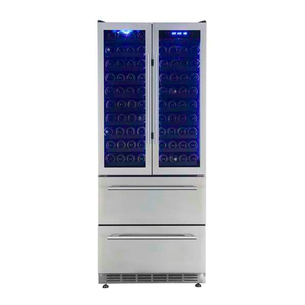 Forno Campania 32" Wine Cooler Stainless Steel, Dual Wine Zones, 2 Beverage Drawers, 17.7 cu.ft. - FWCDR6635-32S