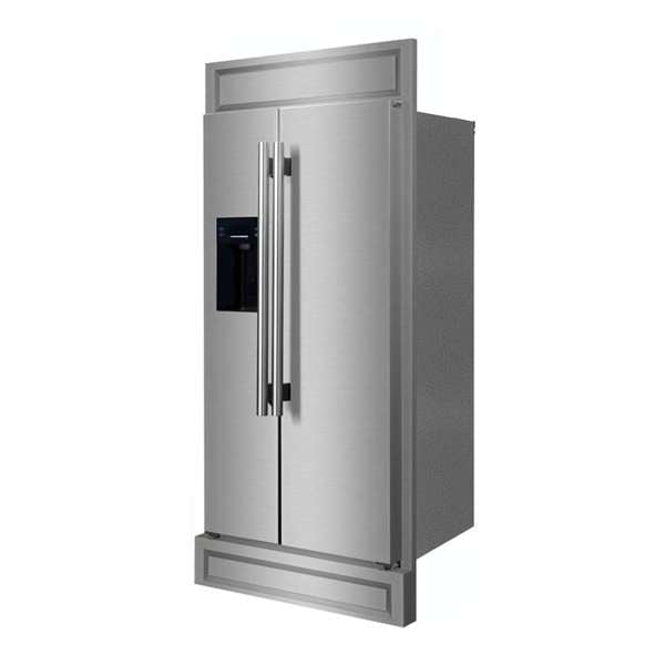 Forno Salerno 36" Built-in Stainless-Steel Refrigerator 20 cu. ft with Modern Decorative Grill - 40 "es Wide - FFRBI1844-40MG