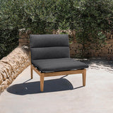 Armen Living Arno Teak Wood FrameOlefin Fabric Cushion 100% Olefin Outdoor Modular Chair