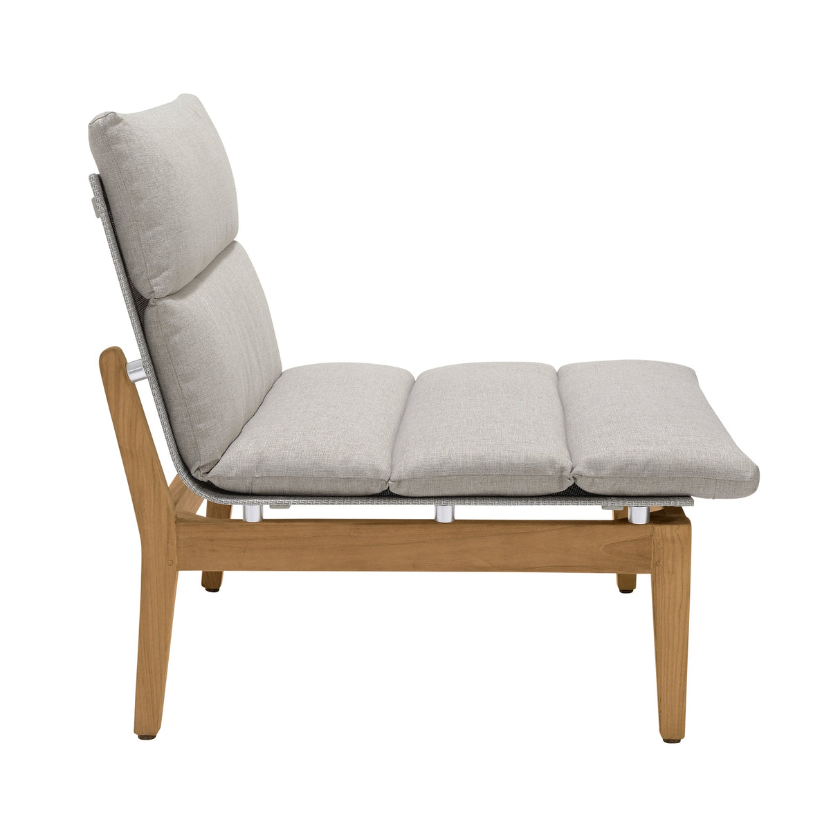 Armen Living Arno Teak Wood FrameOlefin Fabric Cushion 100% Olefin Outdoor Modular Chair