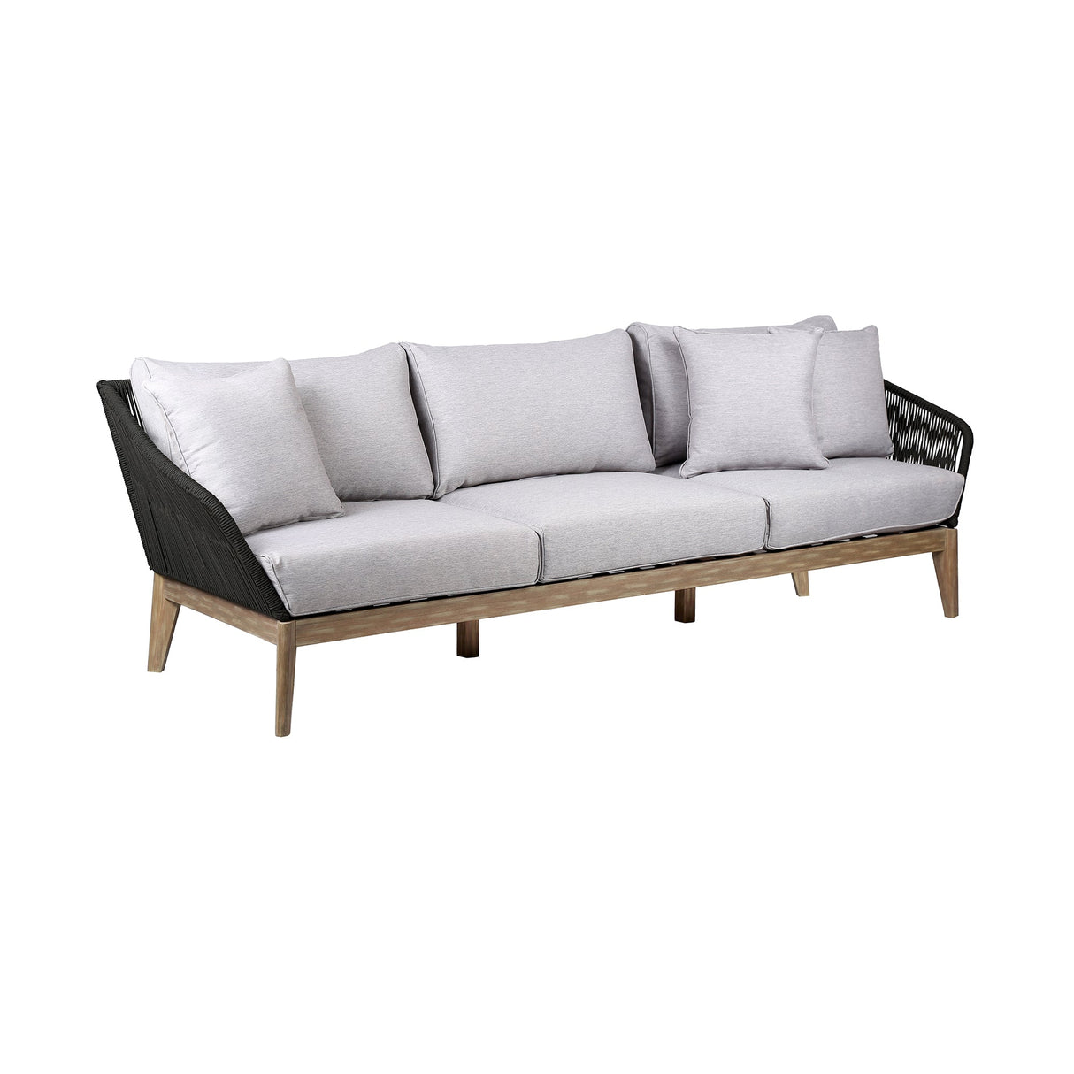 Armen Living Athos Eucalyptus/Rope Polypropelene Outdoor Sofa