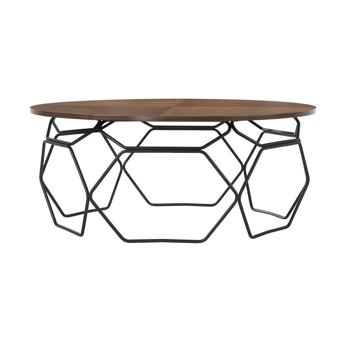 Armen Living Cosmo MDF with Walnut Venner & Metal Coffee Table