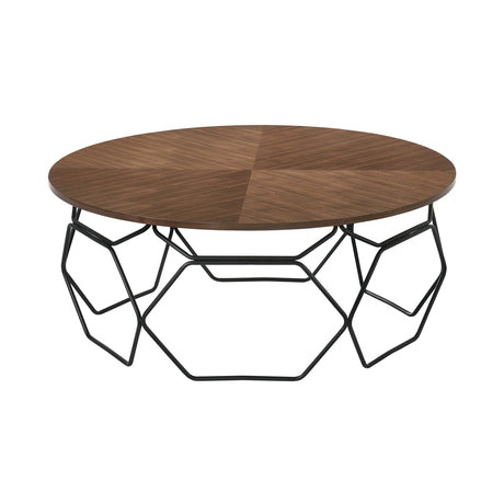 Armen Living Cosmo MDF with Walnut Venner & Metal Coffee Table