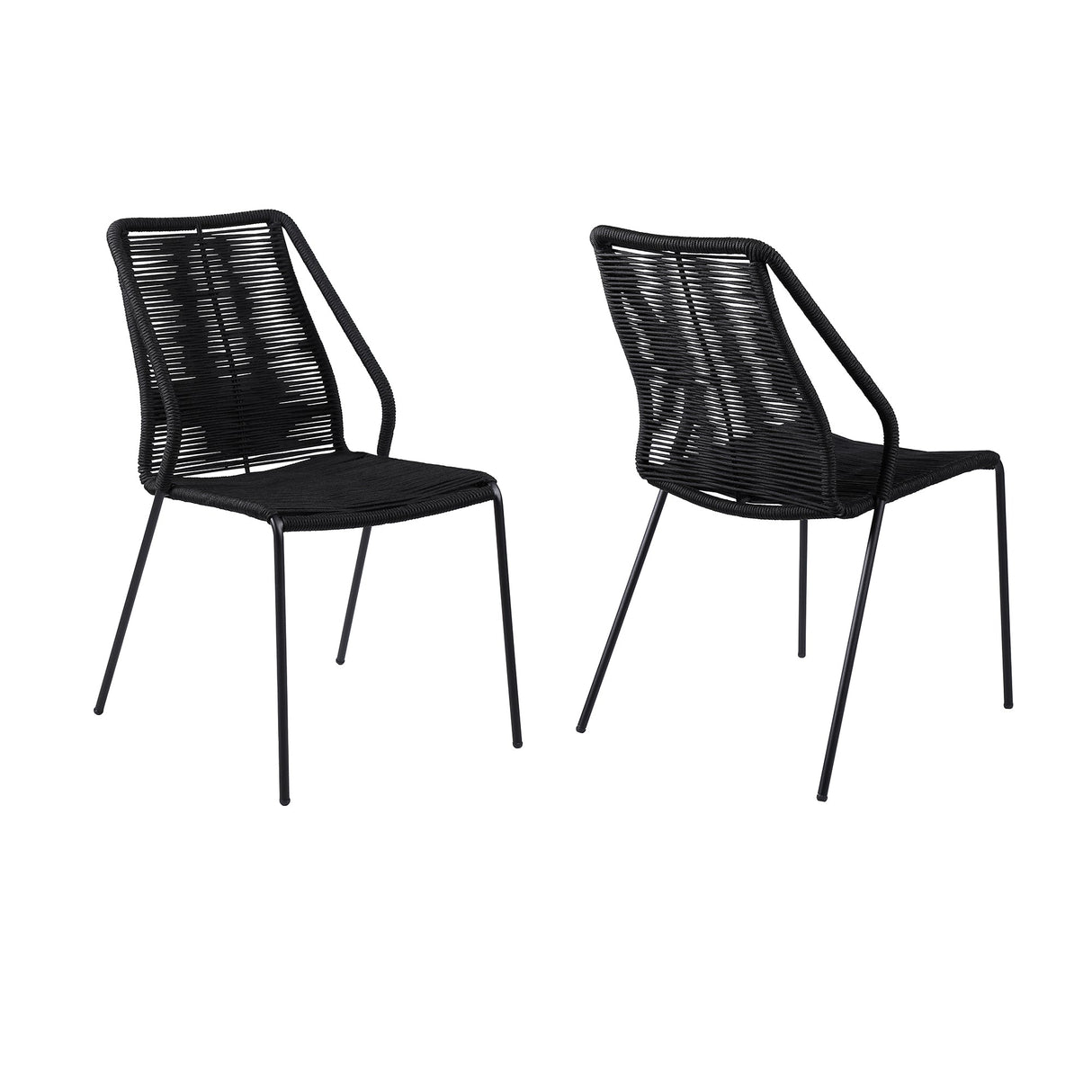 Armen Living Clip Steel/Rope Polypropelene Outdoor Dining Chair