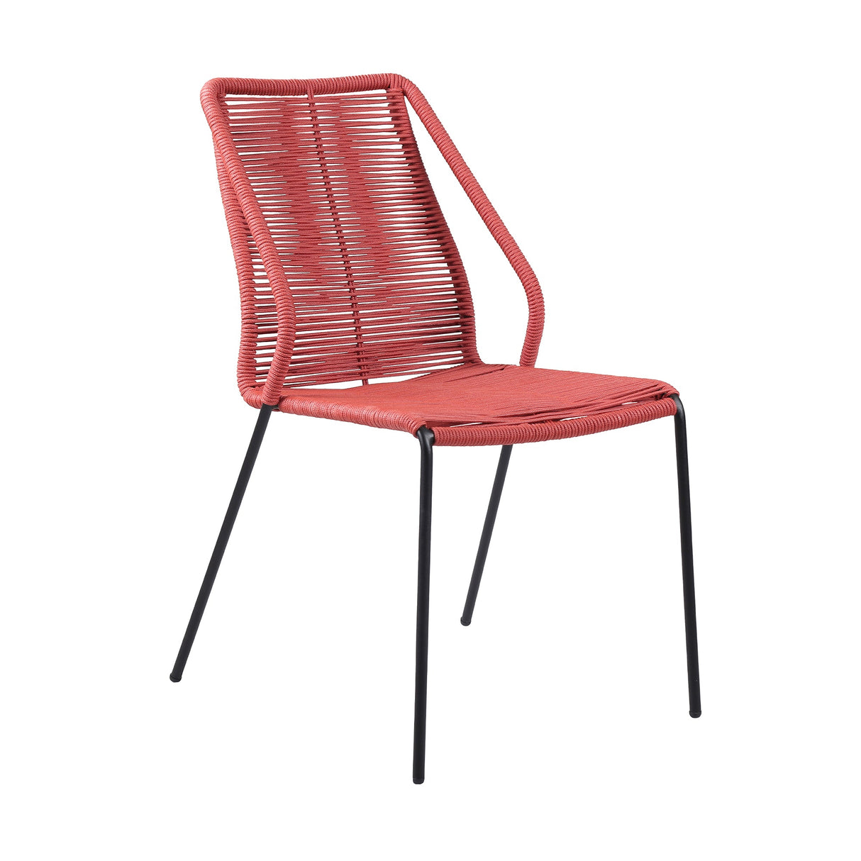 Armen Living Clip Steel/Rope Polypropelene Outdoor Dining Chair