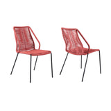 Armen Living Clip Steel/Rope Polypropelene Outdoor Dining Chair