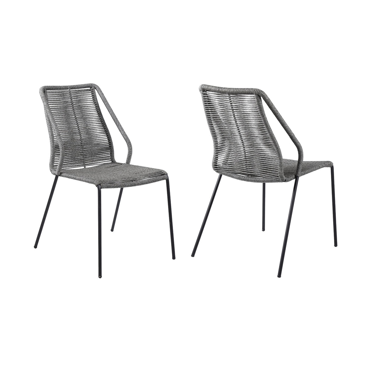 Armen Living Clip Steel/Rope Polypropelene Outdoor Dining Chair