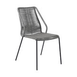 Armen Living Clip Steel/Rope Polypropelene Outdoor Dining Chair