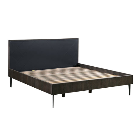 Armen Living Cross Mdf + Oak Veneer + Solid Oak + Metal Legs + P;Ywood Slats Bed