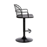 Armen Living Edward Black Powder Steel,Plywood Barstool