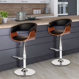 Armen Living Paris Chrome Metal/Walnut Vaneer/Leatherette 100% Polyurethane Barstool