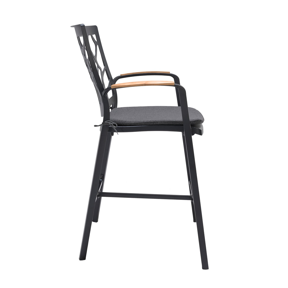 Armen Living Portals Aluminum/Teak/Olefin Outdoor Barstool