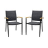 Armen Living Portals Aluminum/Teak/3D-Mesh Weather-Net Outdoor Dining Chair