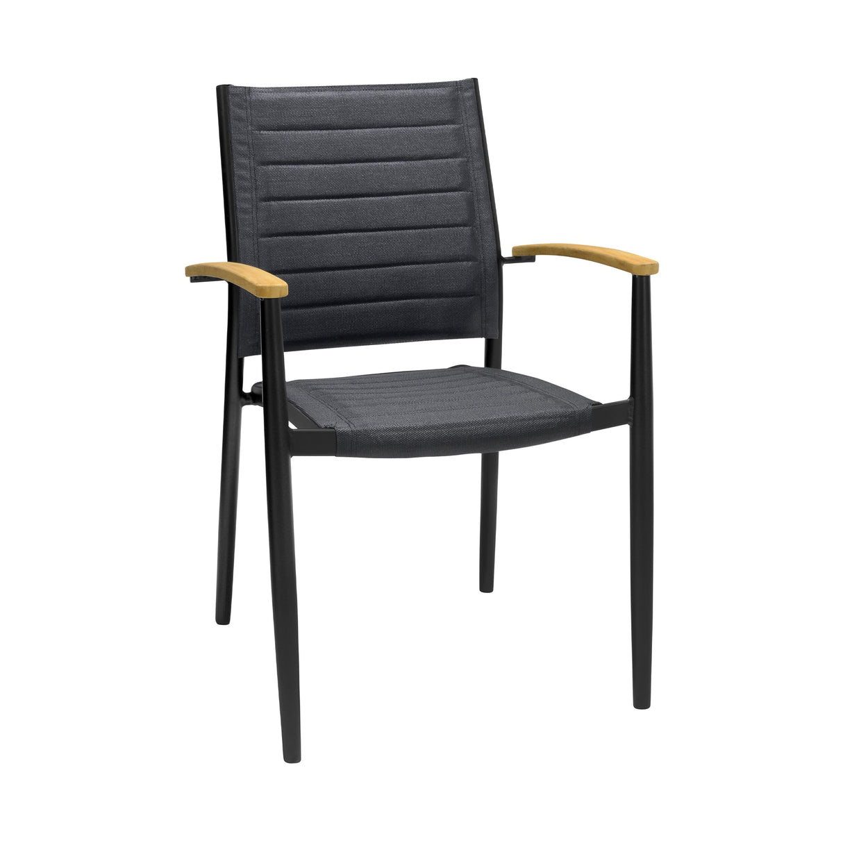 Armen Living Portals Aluminum/Teak/3D-Mesh Weather-Net Outdoor Dining Chair