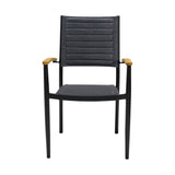 Armen Living Portals Aluminum/Teak/3D-Mesh Weather-Net Outdoor Dining Chair