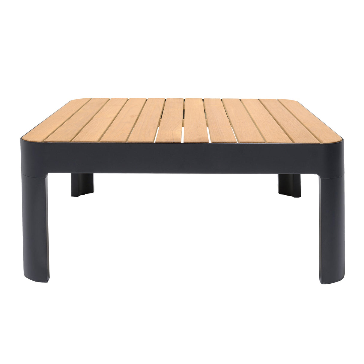 Armen Living Portals Aluminum/Teak Outdoor Coffee Table