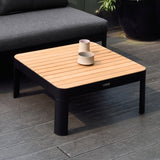 Armen Living Portals Aluminum/Teak Outdoor Coffee Table