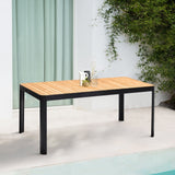 Armen Living Portals Aluminum/Teak/Olefin Outdoor Dining Table