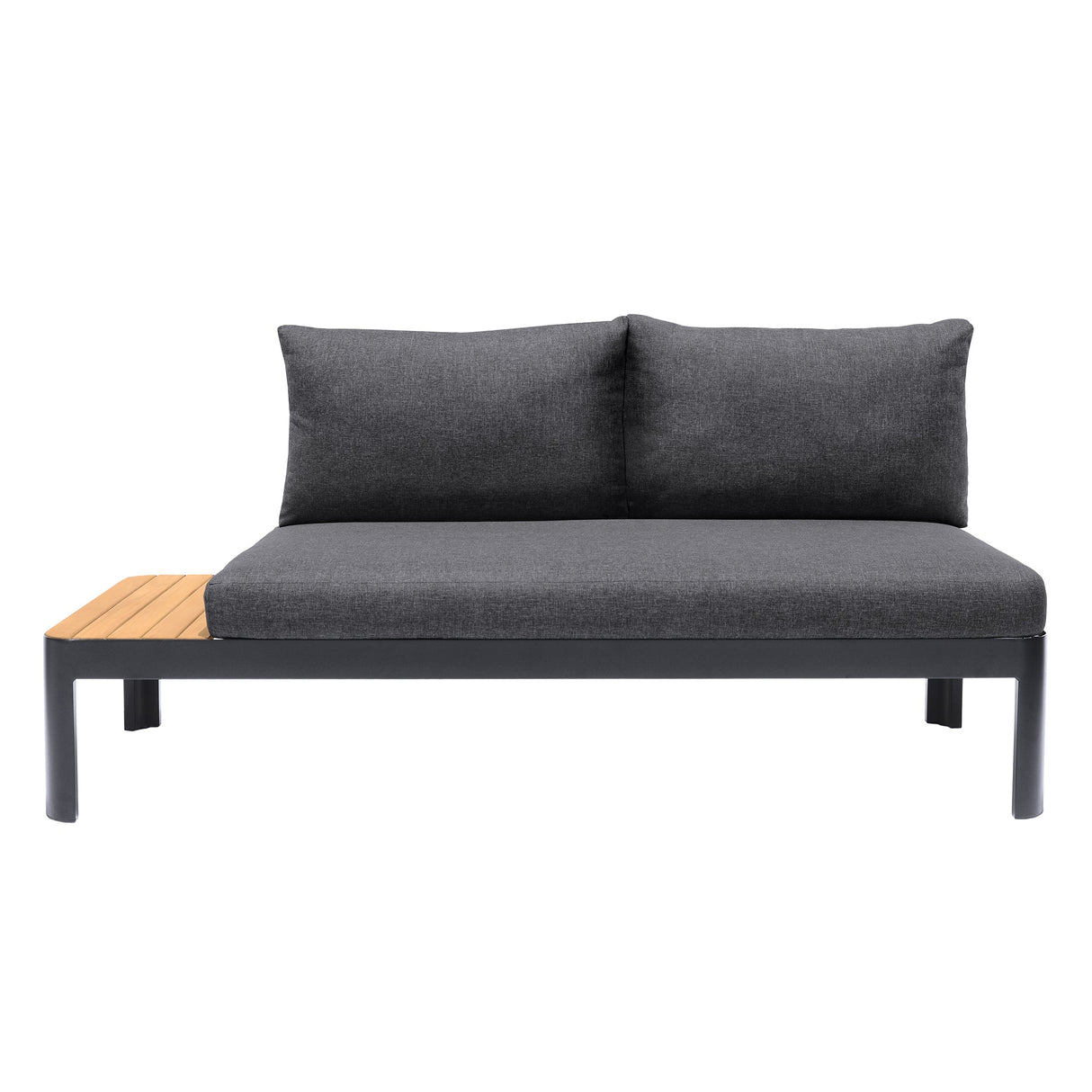 Armen Living Portals Aluminum/Teak/Olefin Olefin Outdoor Sofa