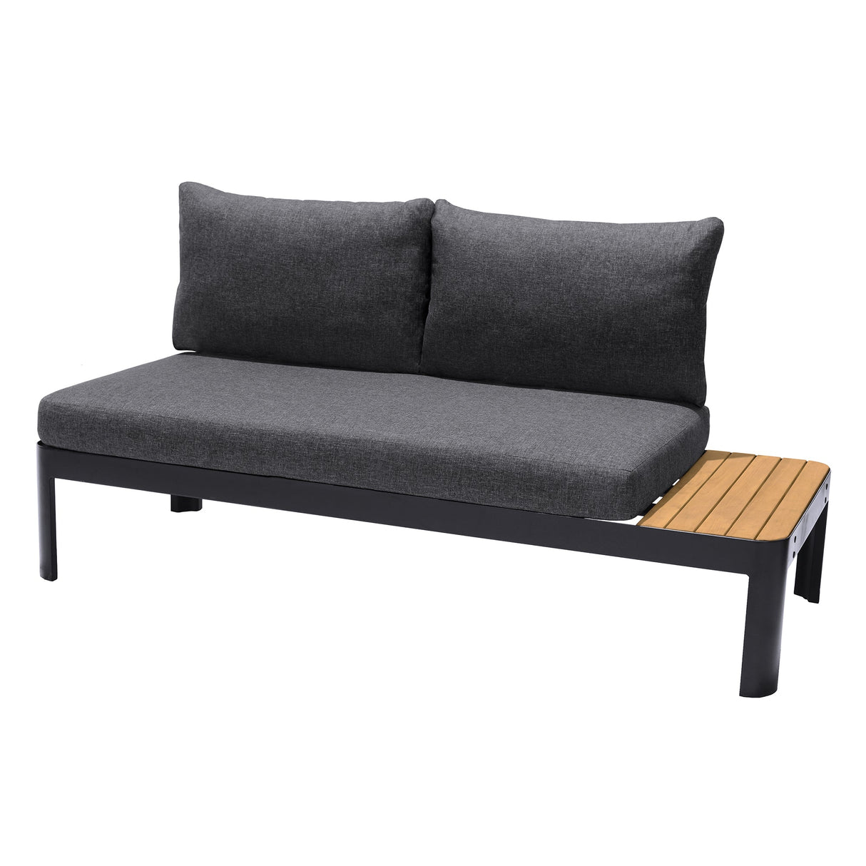 Armen Living Portals Aluminum/Teak/Olefin Olefin Outdoor Sofa