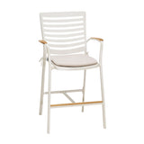 Armen Living Portals Aluminum/Teak/Olefin Outdoor Barstool