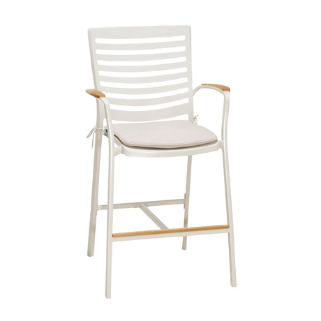 Armen Living Portals Aluminum/Teak/Olefin Outdoor Barstool