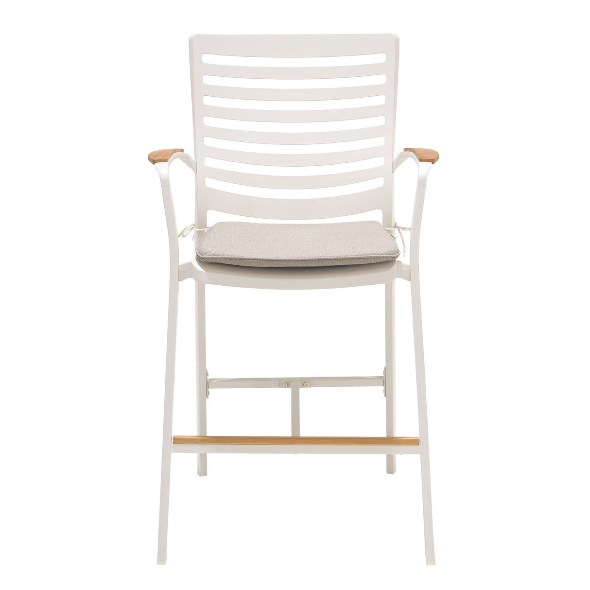 Armen Living Portals Aluminum/Teak/Olefin Outdoor Barstool