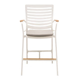 Armen Living Portals Aluminum/Teak/Olefin Outdoor Barstool