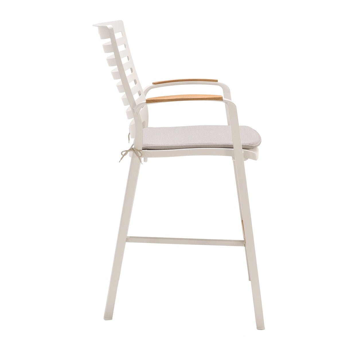 Armen Living Portals Aluminum/Teak/Olefin Outdoor Barstool