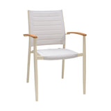 Armen Living Portals Aluminum/Teak/3D-Mesh Weather-Net Outdoor Dining Chair