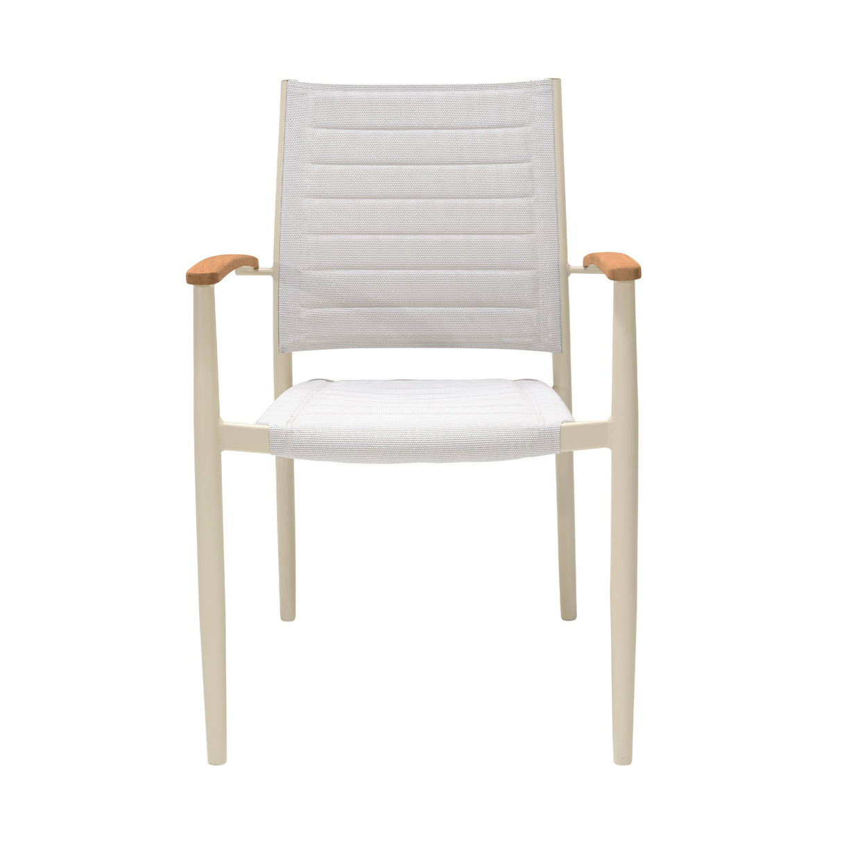 Armen Living Portals Aluminum/Teak/3D-Mesh Weather-Net Outdoor Dining Chair