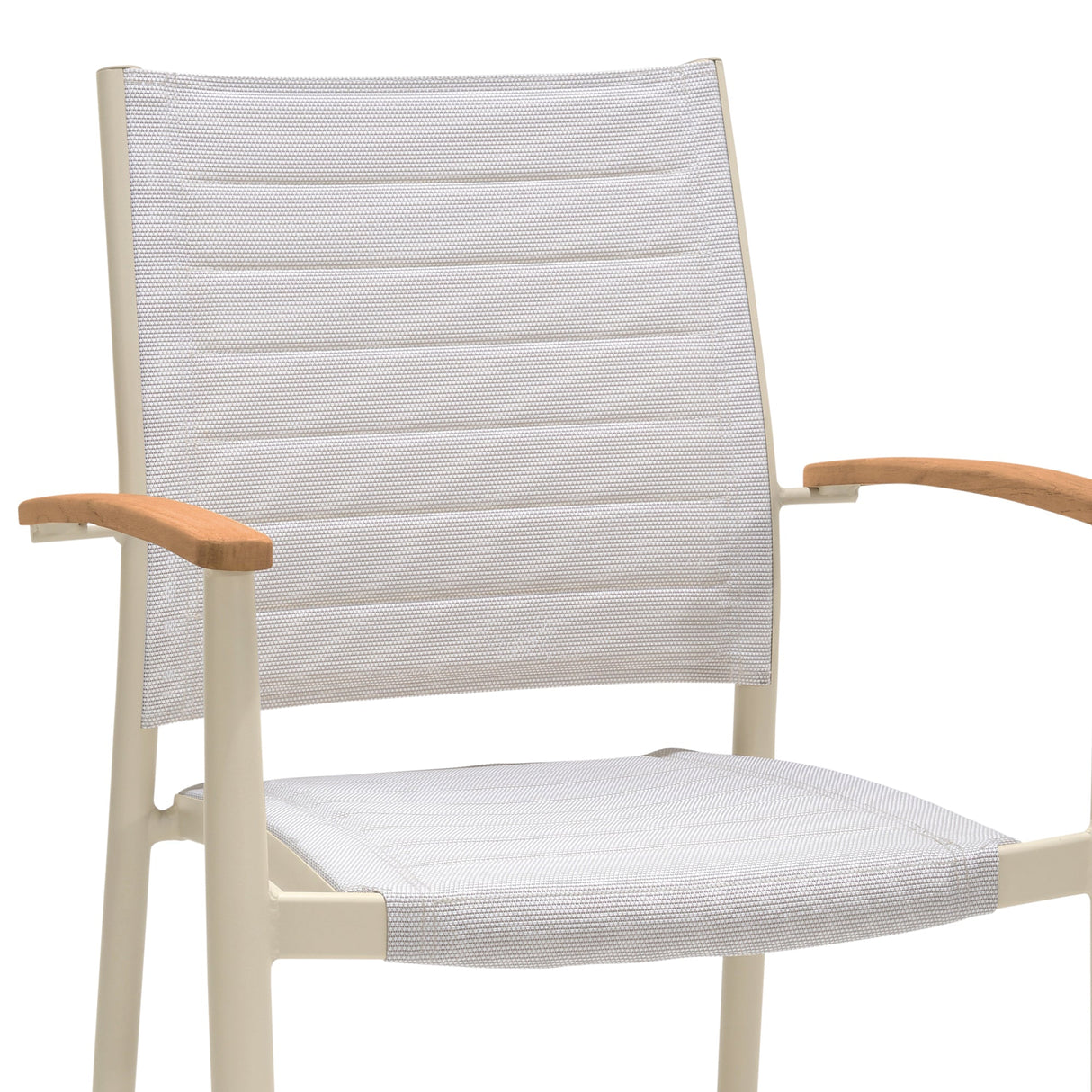 Armen Living Portals Aluminum/Teak/3D-Mesh Weather-Net Outdoor Dining Chair